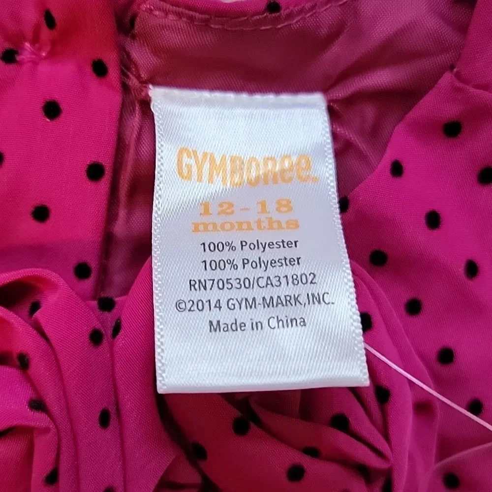 𝅺GYMBOREE FUSCIA POLKA DOT DRESS WITH PANTIES, SIZE 12-18 MONTHS, NEW!